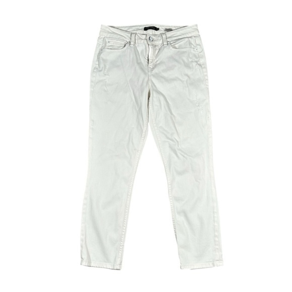 Level 99 Mid Rise Lily Roll Up‎ Crop White Jeans Stretch Womens Size 28